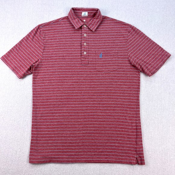 Johnnie-O Polo Shirt Mens S Neese Striped Heather Red Blue Pinstripe Pocket Logo - Picture 1 of 10
